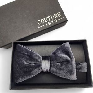 Couture 1910 Gray Velvet Bow Tie New In Box